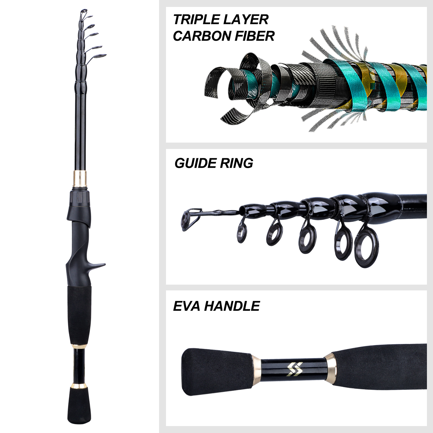 Sougayilang 1.8-2.4 متر صب الص - مراجعة Fishing Rod Combo وسعره